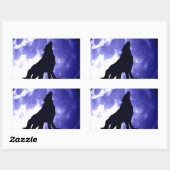 Sticker Rectangulaire Wolf Silhouette & Pleine lune (Feuille)