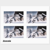 Sticker Rectangulaire Wolf Winter Castle Imaginaire (Feuille)