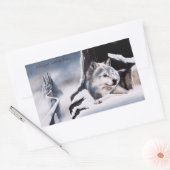 Sticker Rectangulaire Wolf Winter Castle Imaginaire (Enveloppe)