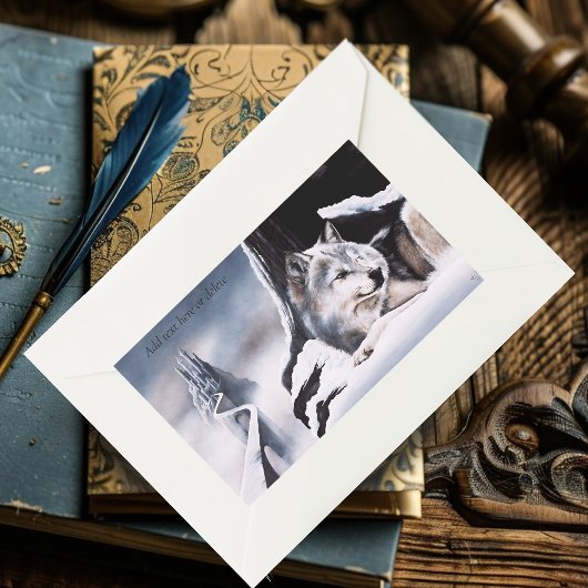 Sticker Rectangulaire Wolf Winter Castle Imaginaire