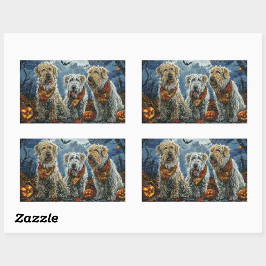 Sticker Rectangulaire Wolfhound Halloween Éffrayant (Feuille)