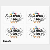 Sticker Rectangulaire Workers Labor Day Tool Hands Vinyl Decal (Feuille)