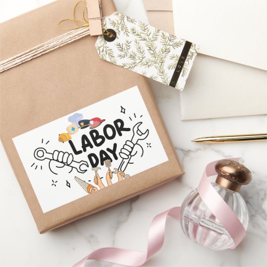 Sticker Rectangulaire Workers Labor Day Tool Hands Vinyl Decal (Cadeaux)