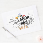 Sticker Rectangulaire Workers Labor Day Tool Hands Vinyl Decal (Enveloppe)
