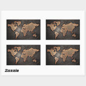 Sticker Rectangulaire World map leather geographical brown (Feuille)