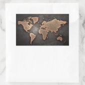 Sticker Rectangulaire World map leather geographical brown (Sac)