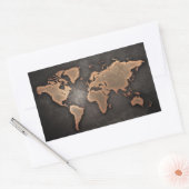 Sticker Rectangulaire World map leather geographical brown (Enveloppe)