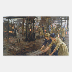 Sticker Rectangulaire WW1 1918 Les femmes qui travaillent dans une usine