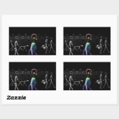 Sticker Rectangulaire X-Ray Skeletons Midnight Stroll - B&W & Rainbow (Feuille)