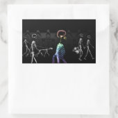 Sticker Rectangulaire X-Ray Skeletons Midnight Stroll - B&W & Rainbow (Sac)