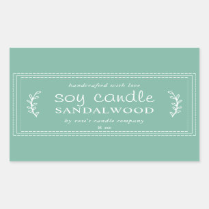 Sticker Rectangulaire XL Chandelle de soja maison Foliage Jade Green Cus