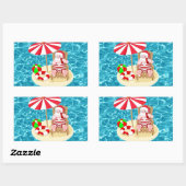 Sticker Rectangulaire xmas beach santa claus (Feuille)