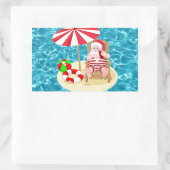 Sticker Rectangulaire xmas beach santa claus (Sac)
