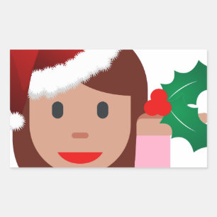 Sticker Rectangulaire xmas information fille émoji