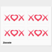 Sticker Rectangulaire XOX, amour, baisers, design valentin (Feuille)