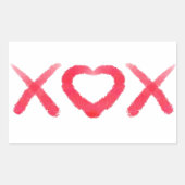 Sticker Rectangulaire XOX, amour, baisers, design valentin (Devant)