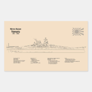 Sticker Rectangulaire Yamato - Plan directeur des navires SD