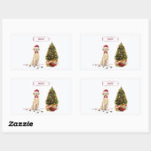Sticker Rectangulaire Yellow Labrador Retriever Drôle chien de Noël (Feuille)