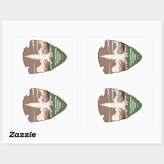 Sticker Rectangulaire Yellowstone National Park Old Faithful Arrowhead (Feuille)