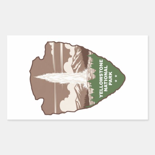 Sticker Rectangulaire Yellowstone National Park Old Faithful Arrowhead (Devant)