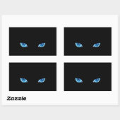 Sticker Rectangulaire Yeux de chat noir bleu (Feuille)