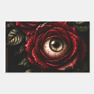 Sticker Rectangulaire Yeux de Rose Sombre Gothique Halloween Horreur
