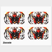 Sticker Rectangulaire Yeux de tigres sauvages (Feuille)