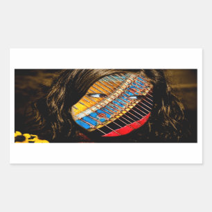 Sticker Rectangulaire yeux ouverts avec des fleurs