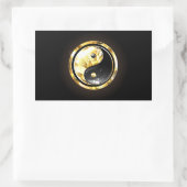 Sticker Rectangulaire Yin Yang or sur noir (Sac)