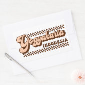 Sticker Rectangulaire Yogyakarta Indonésie Texte Brown rétro (Enveloppe)