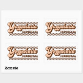 Sticker Rectangulaire Yogyakarta Indonésie Texte Brown rétro (Feuille)