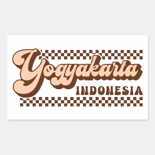 Sticker Rectangulaire Yogyakarta Indonésie Texte Brown rétro (Devant)