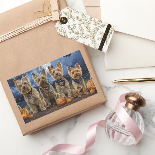 Sticker Rectangulaire Yorkipoo Halloween Épouvantable (Cadeaux)