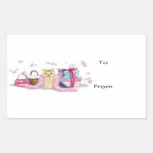 Sticker Rectangulaire Yorkshire Terrier Habille-toi