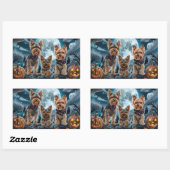 Sticker Rectangulaire Yorkshire Terrier Halloween Éffrayant (Feuille)