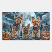 Sticker Rectangulaire Yorkshire Terrier Halloween Éffrayant (Devant)