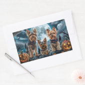 Sticker Rectangulaire Yorkshire Terrier Halloween Éffrayant (Enveloppe)
