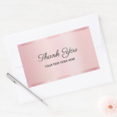 Sticker Rectangulaire Your Custom Text Glam Rose Gold Script Thank You (Enveloppe)