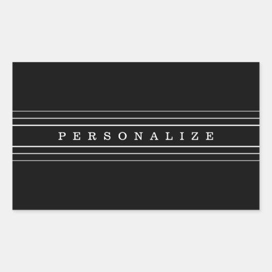 Sticker Rectangulaire Your Custom Text & Modern Stripes | Black & White (Devant)