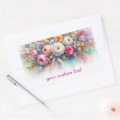 Sticker Rectangulaire Your Custom Text Watercolor Flowers Art Painting (Enveloppe)