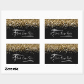 Sticker Rectangulaire Your Logo Black and Gold Glitter Glam (Feuille)