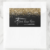 Sticker Rectangulaire Your Logo Black and Gold Glitter Glam (Sac)
