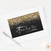 Sticker Rectangulaire Your Logo Black and Gold Glitter Glam (Enveloppe)