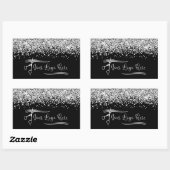 Sticker Rectangulaire Your Logo Black and Silver Glitter Glam (Feuille)