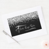 Sticker Rectangulaire Your Logo Black and Silver Glitter Glam (Enveloppe)