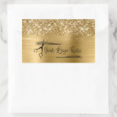 Sticker Rectangulaire Your Logo Glittery Gold Glam (Sac)