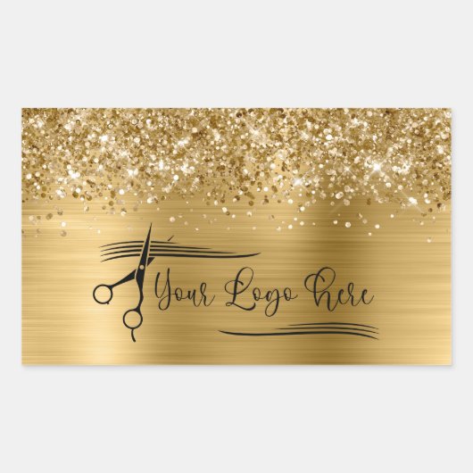Sticker Rectangulaire Your Logo Glittery Gold Glam (Devant)