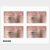 Sticker Rectangulaire Your Logo Glittery Rose Gold Glam (Feuille)