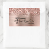 Sticker Rectangulaire Your Logo Glittery Rose Gold Glam (Sac)