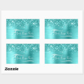 Sticker Rectangulaire Your Logo Glittery Turquoise Blue Glam (Feuille)